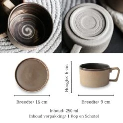 House Of Husk® Keramieke Kop En Schotel Set - Koffiekopjes - Theemokken - Koffiemokken - 250 Ml - Bruin Aardewerk -Keukenbenodigdheden Winkel 1200x1200 607
