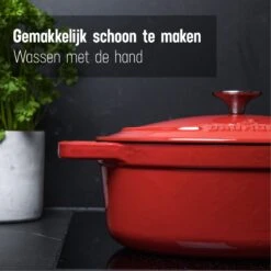 Daumonet Bocuse Rouge Gietijzeren Braadpan - Sudderpan Kersen Rood - Ovaal - Ø 29 Cm - 3 Liter - PFAS & PFOA Vrij - Emaille - Geschikt Voor Alle Warmtebronnen - Elektrisch - Gas - Halogeen - Inductie - Keramisch - Vaatwasserbestendig -Keukenbenodigdheden Winkel 1200x1200 688