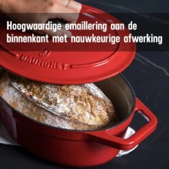 Daumonet Bocuse Rouge Gietijzeren Braadpan - Sudderpan Kersen Rood - Ovaal - Ø 29 Cm - 3 Liter - PFAS & PFOA Vrij - Emaille - Geschikt Voor Alle Warmtebronnen - Elektrisch - Gas - Halogeen - Inductie - Keramisch - Vaatwasserbestendig -Keukenbenodigdheden Winkel 1200x1200 691