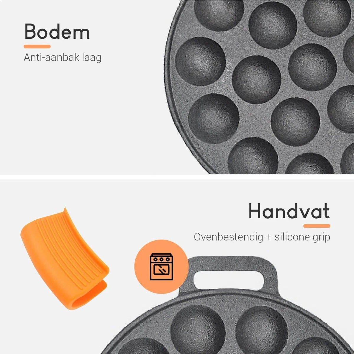 Ocina Poffertjespan – Combo Pack – 19 Poffertjes – Poffertjesmaker – Poffertjespan Inductie – Poffertjespan Electrisch – Gietijzeren Pan - Inclusief Doseerfles, Handvaten, 6x Poffertjesvorken En Invetkwast – Gratis Receptenboek 2 Ocina Poffertjespan – Combo Pack – 19 Poffertjes – Poffertjesmaker – Poffertjespan Inductie – Poffertjespan Electrisch – Gietijzeren Pan - Inclusief Doseerfles, Handvaten, 6x Poffertjesvorken En Invetkwast – Gratis Receptenboek - Afbeelding 2