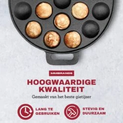 MM Brands Poffertjespan - Poffertjesmaker - Inductie / Oven / BBQ - Inclusief Handvat, Borstel En Vorken -Keukenbenodigdheden Winkel 1200x1200 802