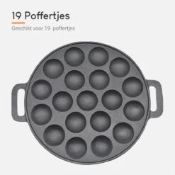 Ocina Poffertjespan– 19 Poffertjes – Poffertjesmaker – Poffertjespan Inductie – Poffertjespan Electrisch – Gietijzeren Pan – Inclusief Warmtebestendige Handvaten– Gratis Receptenboek -Keukenbenodigdheden Winkel 1200x1200 811