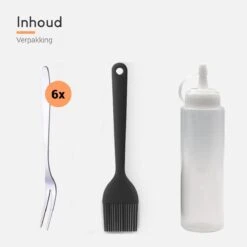 Ocina Poffertjespan Accessoires Set - Doseerfles - Poffertjes Spuitfles - 6x Poffertjes Vork - Kwast - Siliconen Kwast - Bakkwast - Gratis Poffertjes E-Book -Keukenbenodigdheden Winkel 1200x1200 843