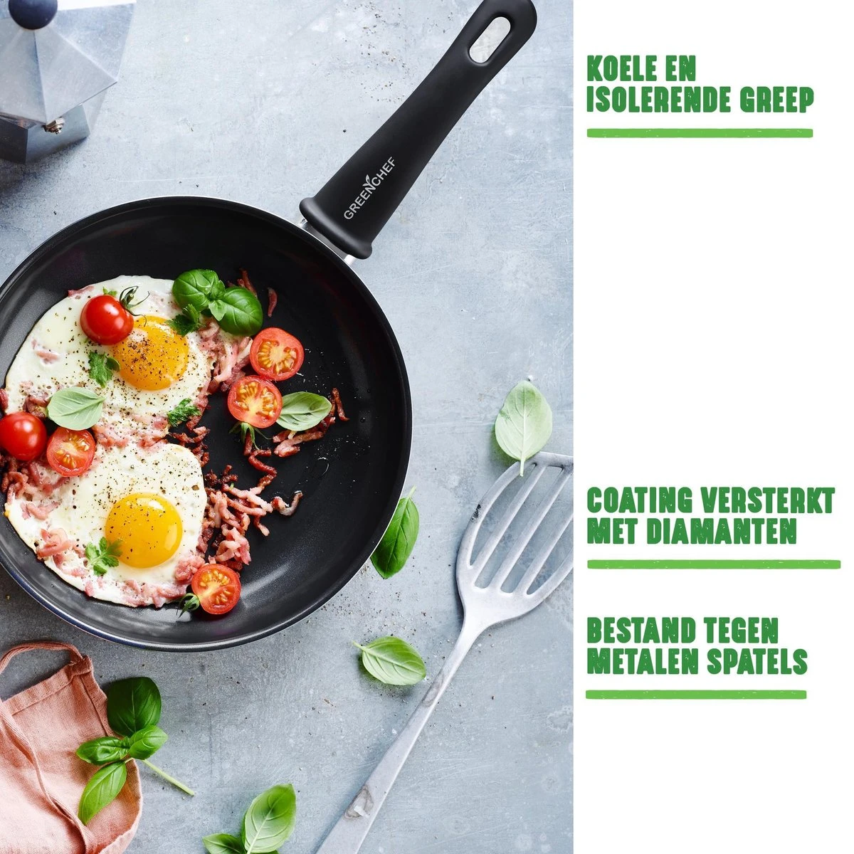 GreenChef Soft Grip Pannenset - 10-Delig - Keramisch - Inductie 2 GreenChef Soft Grip Pannenset - 10-Delig - Keramisch - Inductie - Afbeelding 2