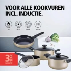 BRABANTIA START 2 COOK Pannenset - 4 Delig - Inductie - Keramische Anti Aanbaklaag - Pfas Vrij -Keukenbenodigdheden Winkel 1200x1200 880