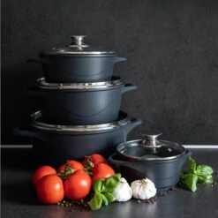 Smile 10 Delige Pannenset - Antiaanbaklaag - Vaatwasser Bestendig - Zwart -Keukenbenodigdheden Winkel 1200x1200 894