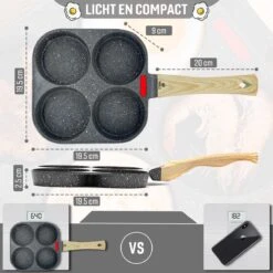 W&Z® Pannenkoekenpan Inductie - Pancake Pan - Omeletpan - Omeletmaker -Eierpan- Anti Aanbak - 4 Vakjes -Keukenbenodigdheden Winkel 1200x1200 918