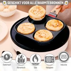 W&Z® Pannenkoekenpan Inductie - Pancake Pan - Omeletpan - Omeletmaker -Eierpan- Anti Aanbak - 4 Vakjes -Keukenbenodigdheden Winkel 1200x1200 921
