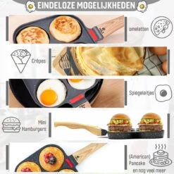 W&Z® Pannenkoekenpan Inductie - Pancake Pan - Omeletpan - Omeletmaker -Eierpan- Anti Aanbak - 4 Vakjes -Keukenbenodigdheden Winkel 1200x1200 922
