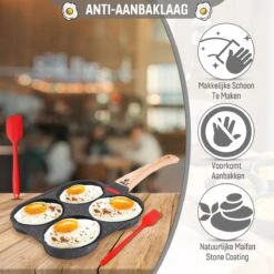 W&Z® Pannenkoekenpan Inductie - Pancake Pan - Omeletpan - Omeletmaker -Eierpan- Anti Aanbak - 4 Vakjes -Keukenbenodigdheden Winkel 1200x1200 923