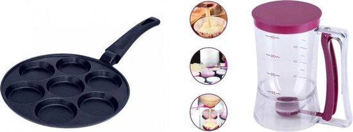 Merkloos Joyful-things Pancake Pan - Inclusief Deegdispenser- Pancake Set- Pan-Crêpemaker/Pannenkoeken- 7 Kop Marmeren Anti Laag 1 Merkloos Joyful-things Pancake Pan - Inclusief Deegdispenser- Pancake Set- Pan-Crêpemaker/Pannenkoeken- 7 Kop Marmeren Anti Laag