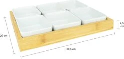 Krumble Borrelplank Met 6 Schaaltjes - Borrelplank - Tapasschaal - Serveerschaal Met Vakjes - Snackschaal - Snack- & Tappasschalen - Serveerplanken- Serveerschalen - Hout En Keramiek - 6 Delig Schaaltjes - Wit En Bruin -Keukenbenodigdheden Winkel 1200x571