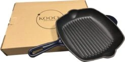 Koock Amsterdam® Grillpan - Geëmailleerd Gietijzer - Geschikt Voor Alle Warmtebronnen - Mat Blauw -Keukenbenodigdheden Winkel 1200x602 1