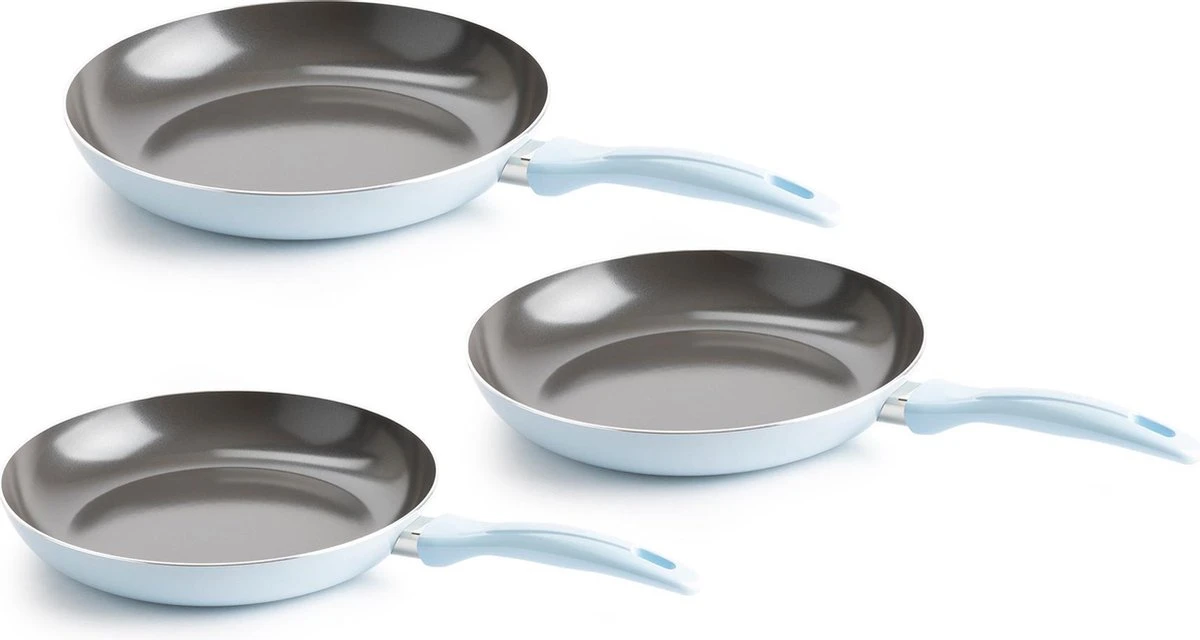 VitaVerde Expert Koekenpannenset Ø 20cm + Ø 24cm + Ø 28cm - Lichtblauw - Inductie - PFAS-vrij 1 VitaVerde Expert Koekenpannenset Ø 20cm + Ø 24cm + Ø 28cm - Lichtblauw - Inductie - PFAS-vrij