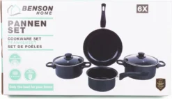 Benson Pannenset 6 Delig - Carbon Staal 0,8 Mm Met Glazen Deksels 11 Benson Pannenset 6 Delig - Carbon Staal 0,8 Mm Met Glazen Deksels -Keukenbenodigdheden Winkel 1200x691