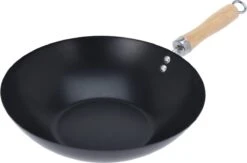 Excellent Houseware Wok Ø30cm Non Stick Zwart Houten Handvat 30 Cm - Pan - Koken - Eten - Keuken