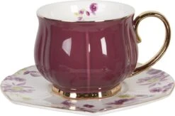 Clayre & Eef Kop En Schotel Set Van 6 250 Ml Meerkleurig Porselein Rond Bloemen Servies Cadeau Voor Haar Cappuccino -Keukenbenodigdheden Winkel 1200x792