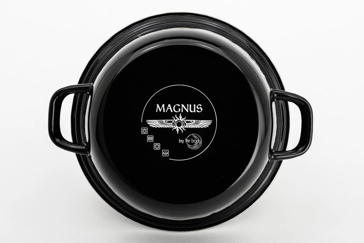 Lite-Body - Magnus - Braadpan , Frituurpan 26cm/3l Met Deksel - Emaille - Zwart - Inductie 2 Lite-Body - Magnus - Braadpan , Frituurpan 26cm/3l Met Deksel - Emaille - Zwart - Inductie - Afbeelding 2