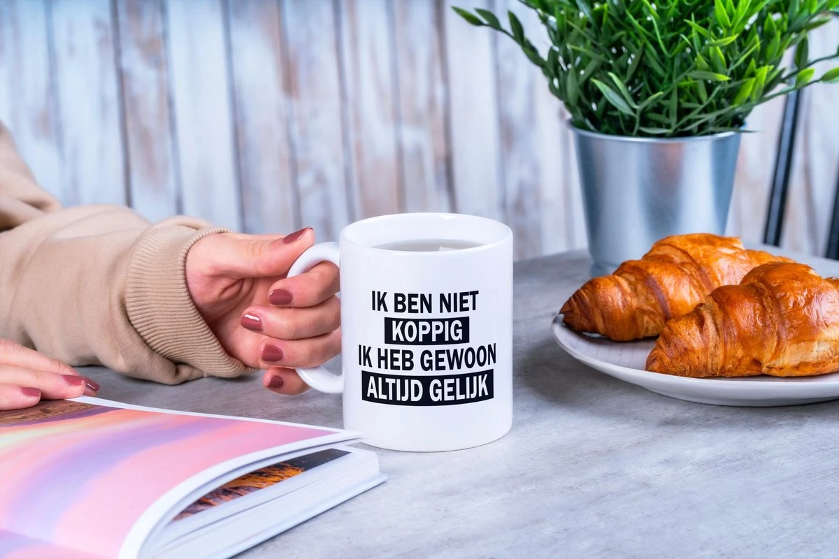 Mok Met Tekst: Ik Ben Niet Koppig. Ik Heb Gewoon Altijd Gelijk | Grappige Mok | Grappige Cadeaus 3 Mok Met Tekst: Ik Ben Niet Koppig. Ik Heb Gewoon Altijd Gelijk | Grappige Mok | Grappige Cadeaus - Afbeelding 3