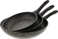 Luxe Marble Stone Pannenset 3-delig | Ø 20 - 24 - 28 Cm - Pannen - Vrij Van PFOA - Alle Warmtebronnen - Anti Aanbak - Extra Sterk