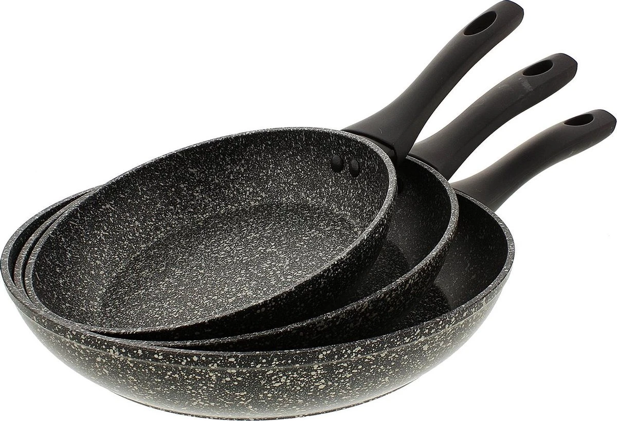 Luxe Marble Stone Pannenset 3-delig | Ø 20 - 24 - 28 Cm - Pannen - Vrij Van PFOA - Alle Warmtebronnen - Anti Aanbak - Extra Sterk 1 Luxe Marble Stone Pannenset 3-delig | Ø 20 - 24 - 28 Cm - Pannen - Vrij Van PFOA - Alle Warmtebronnen - Anti Aanbak - Extra Sterk