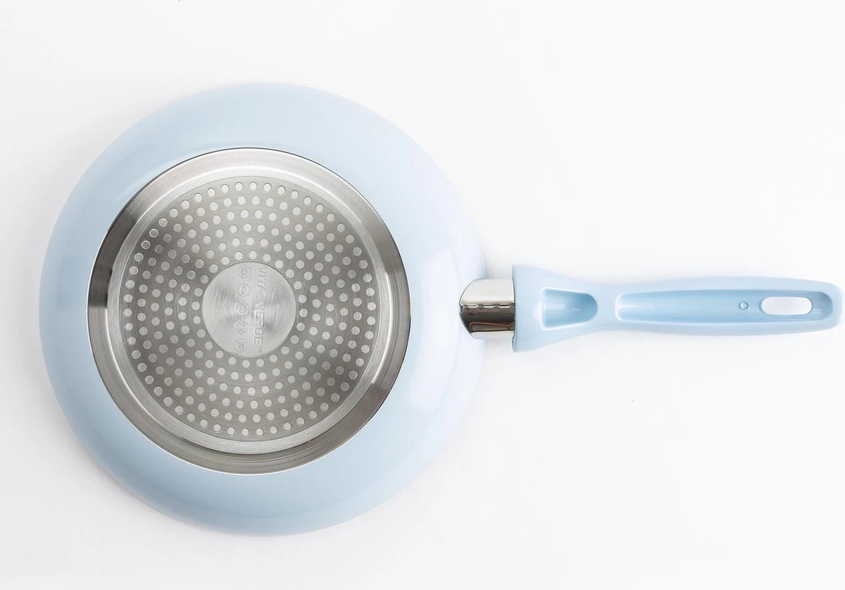 VitaVerde Expert Koekenpannenset Ø 20cm + Ø 24cm + Ø 28cm - Lichtblauw - Inductie - PFAS-vrij 3 VitaVerde Expert Koekenpannenset Ø 20cm + Ø 24cm + Ø 28cm - Lichtblauw - Inductie - PFAS-vrij - Afbeelding 3