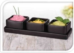 Excellent Houseware Amuse/tapas/saus Schaaltjes Met Serveerplankje - Aardewerk - Mat Zwart -Keukenbenodigdheden Winkel 1200x858 3