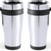 Carson 2x Stuks RVS Thermosbeker/warmhoud Koffiebekers Zwart 500 Ml - Isoleerbekers/reisbekers