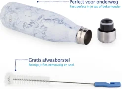 TIGR The Original - Drinkfles - Thermosfles - RVS - 500ml - Marmer - Met Afwasborstel -Keukenbenodigdheden Winkel 1200x874