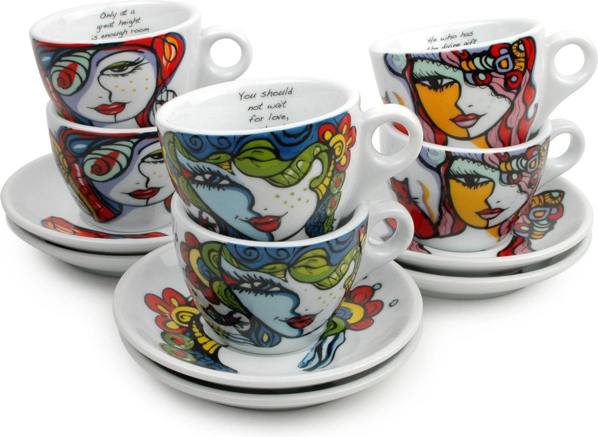 Josien Broeren - Kop 0,16 Liter Met Schotel - Porselein - Set Van 6 1 Josien Broeren - Kop 0,16 Liter Met Schotel - Porselein - Set Van 6