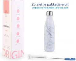 TIGR The Original - Drinkfles - Thermosfles - RVS - 500ml - Marmer - Met Afwasborstel -Keukenbenodigdheden Winkel 1200x969