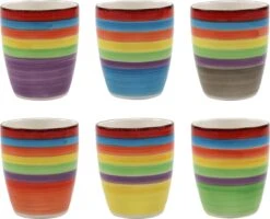 Tavola - Koffiemokken - Zonder Oor - Kleurrijk - Aardewerk - 160Ml - 6 Stuks - Ibizia