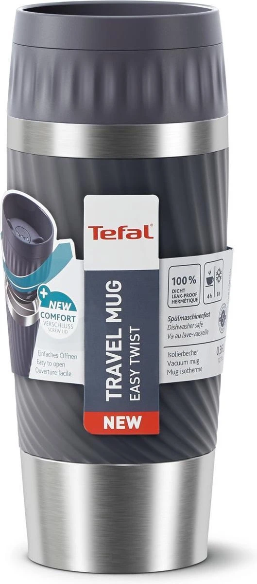 Tefal Travel Mug Easy Twist Thermobeker - Antraciet - 0,36 Liter 4 Tefal Travel Mug Easy Twist Thermobeker - Antraciet - 0,36 Liter - Afbeelding 4