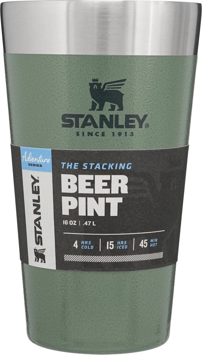 Stanley The Stacking Beer Pint 0,47l - Beker - Hammertone Green 1 Stanley The Stacking Beer Pint 0,47l - Beker - Hammertone Green