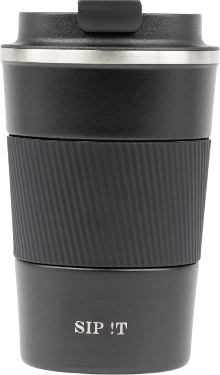 SIP !T® Premium RVS Koffiebeker To Go Thermosbeker – 380 ML – Herbruikbare Koffie & Theebeker – Lekvrij – Zwart - Valentijn 2 SIP !T® Premium RVS Koffiebeker To Go Thermosbeker – 380 ML – Herbruikbare Koffie & Theebeker – Lekvrij – Zwart - Valentijn - Afbeelding 2